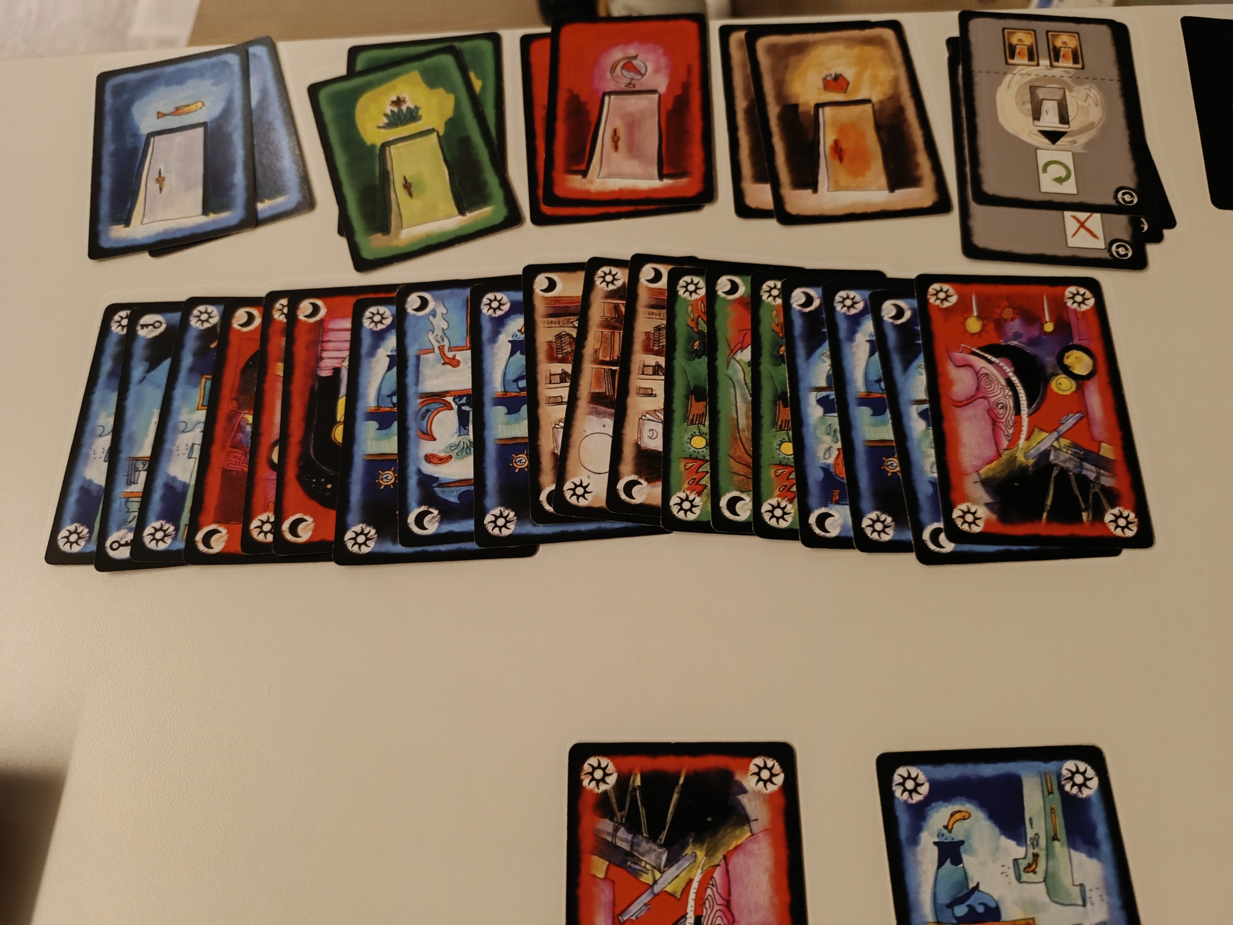 Onirim cards laid out