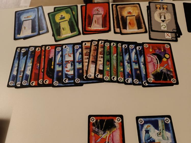 Onirim cards laid out