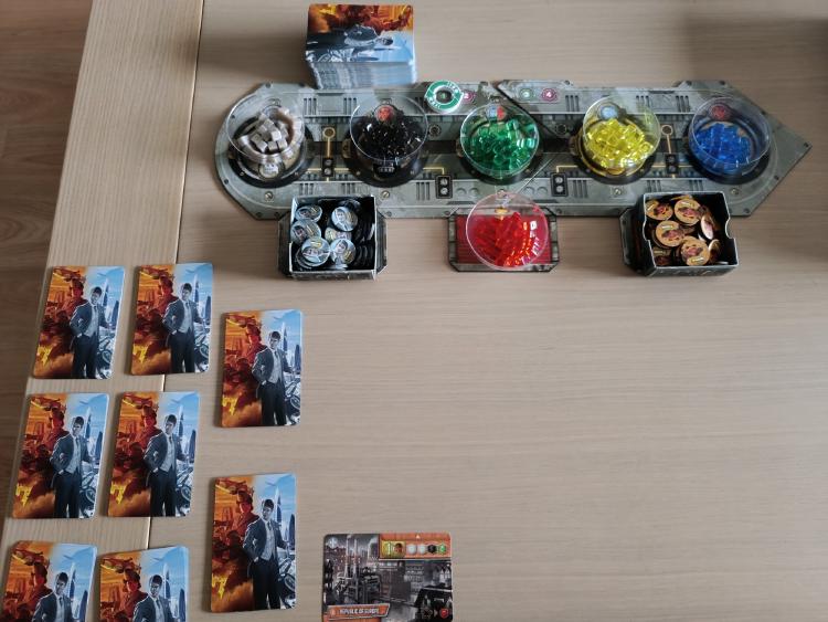 It's a Wonderful World fully set up for a solo game