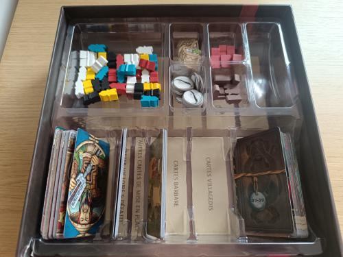 Legacy of Yu box insert with all components organised in labelled sections