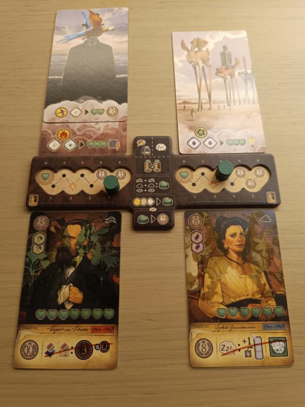 Two Unconscious Mind patient cards with transparent cards laid over them, adding leaves and flowers to the portraits